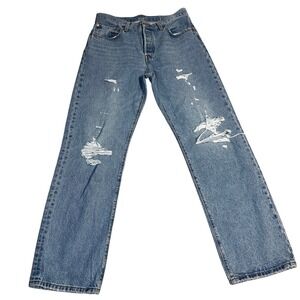 LEVIS PREMIUM DISTRESSED BLUE DENIM JEANS W30 L32 blank red tab